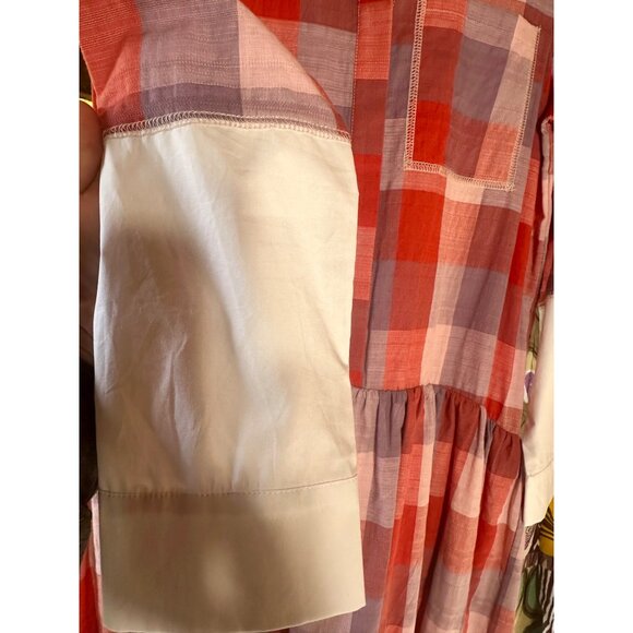 English Factory Plaid Dress Small Red/Pink Checkered Cotton/Linen - Picture 7 of 7